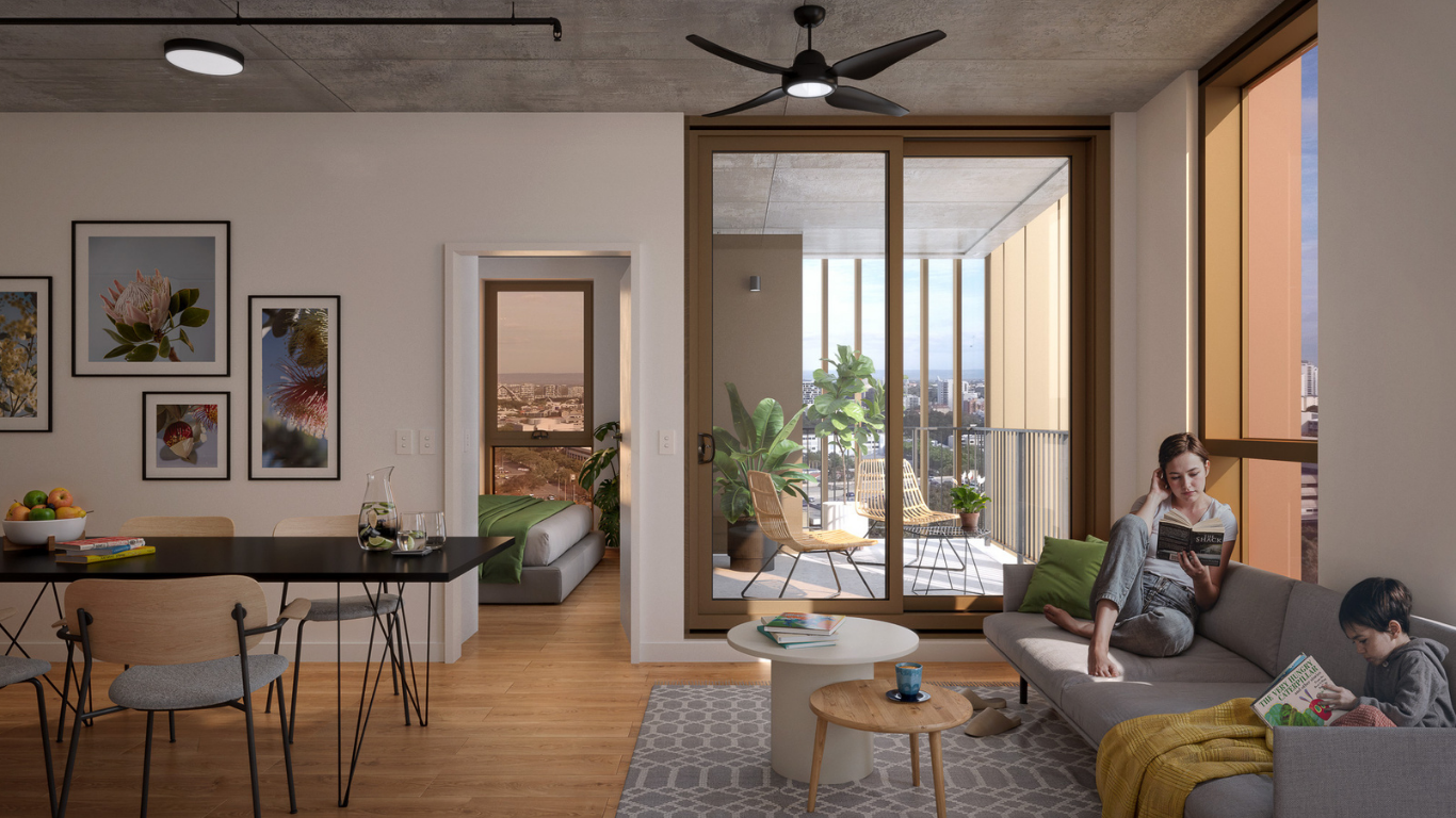 Artist impression of the inside of the apartments at 195 Pier Street