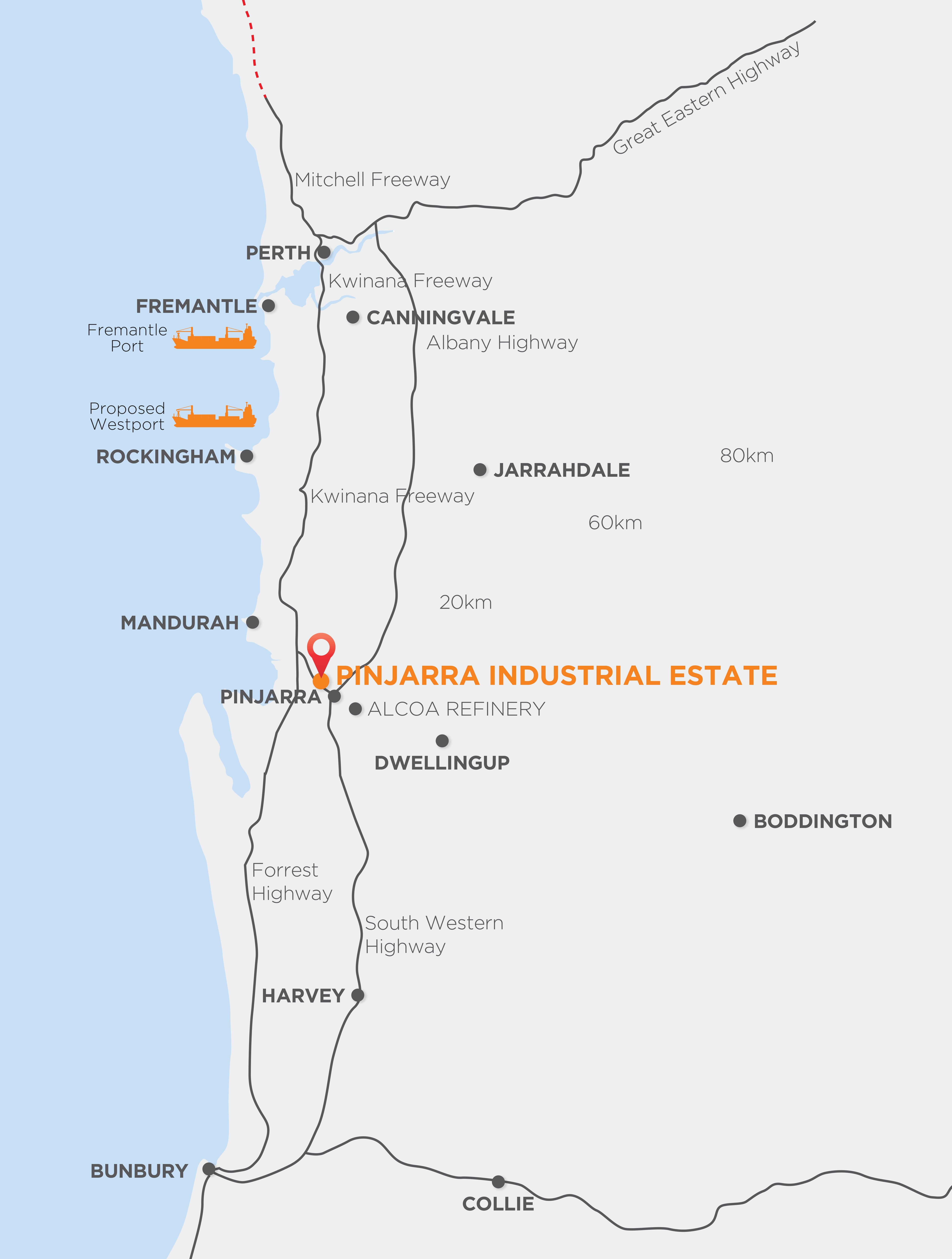 Location for Pinjarra Industrial Estate