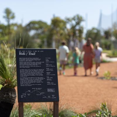 Check out the Bidi Trail or artworks as you explore the Oval