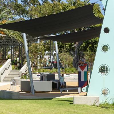Steel beams from Subiaco Stadium have been reused in the parkour structure