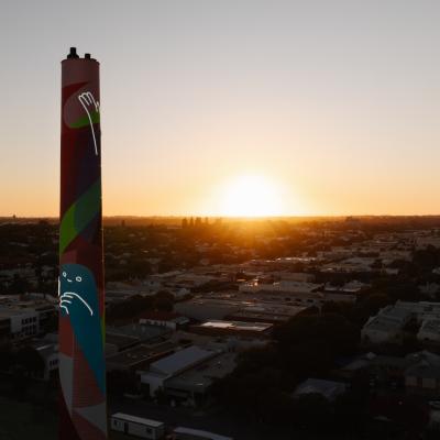Chimney Stack artwork 'Here Together' completed in December 2023