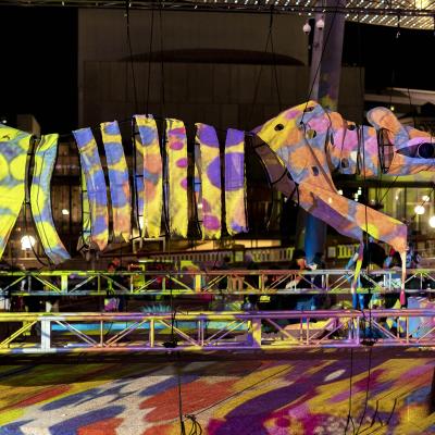 Giant light installation at Yagan Square