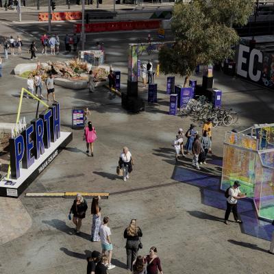 Outdoor light installation at Yagan Square