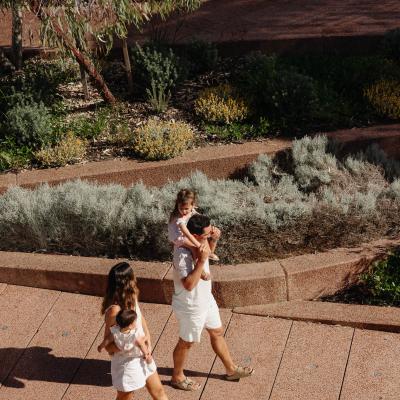 Family walking through Yagan Square Amphitheatre