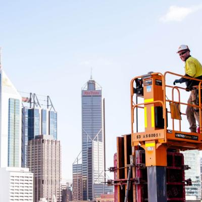 Worker at 195 Pier Street in July 2025